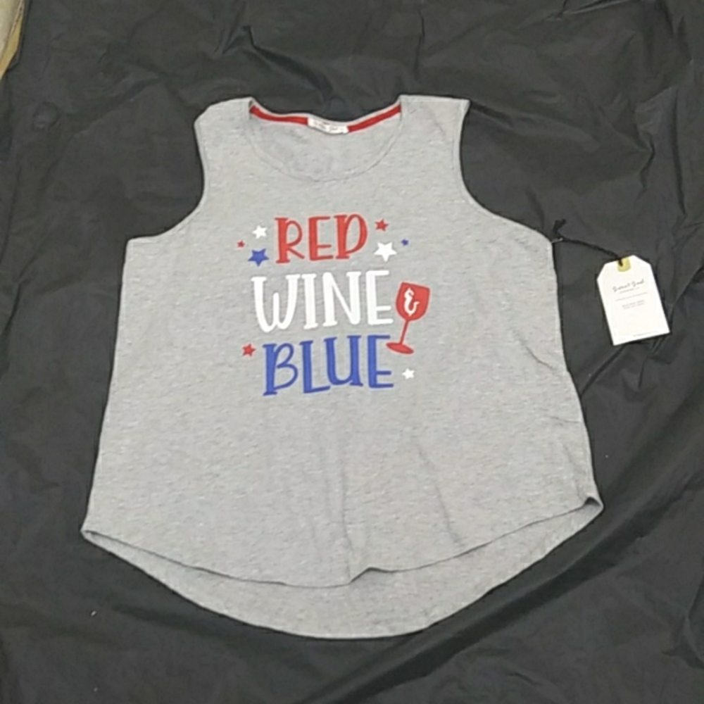 Red White & Wine Over Sized Tank Top Size Large